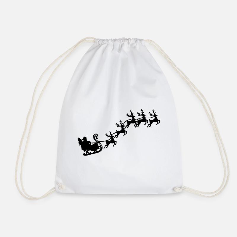 Weihnachtsmann mit Rentierschlitten - Turnbeutel - Weiß