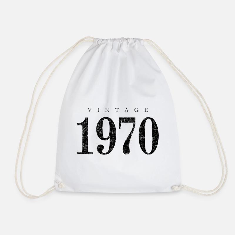 Vintage 1970 (Antik Schwarz) Geburtstag - Turnbeutel - Weiß