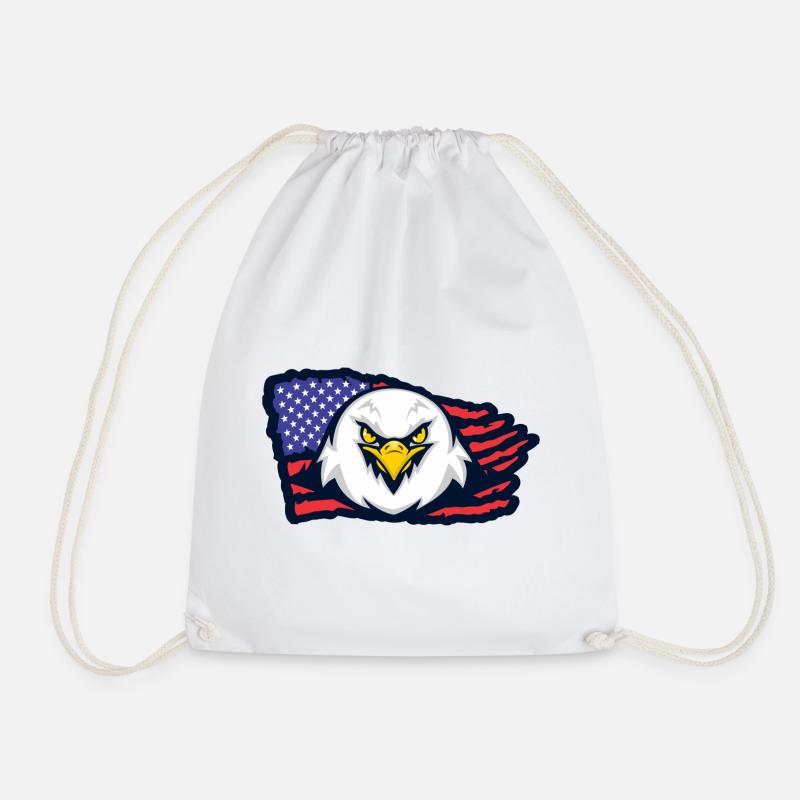 Amerikanischer Adler mit Flagge - Turnbeutel - Weiß