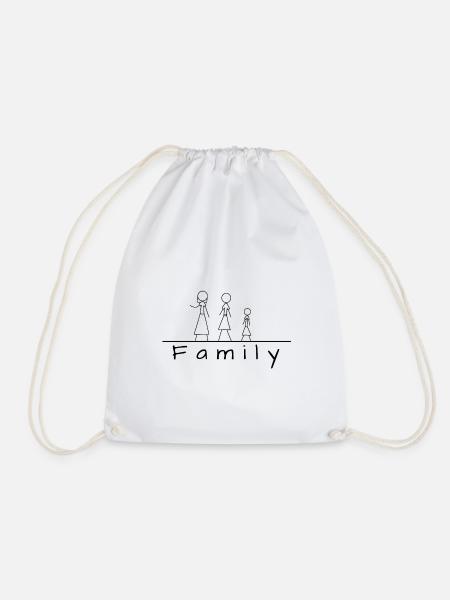 Stick figure family - Drawstring Bag - white