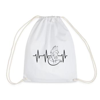 Pulse Fox Symbol Heartbeat Foxes Illustration - Drawstring Bag - white - Front