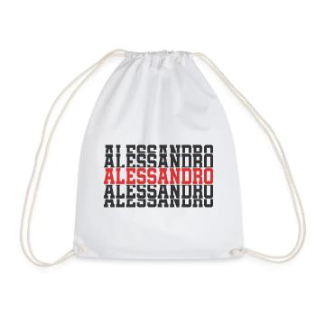 Alessandro T-Shirt gestapelter Text Geschenk T-Shirt - Turnbeutel - Weiß - Vorne