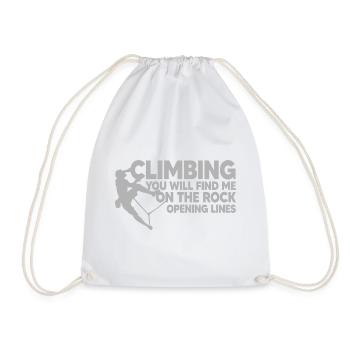 CLIMBING, ROCK CLIMBING, opening lines - Drawstring Bag - white - Front
