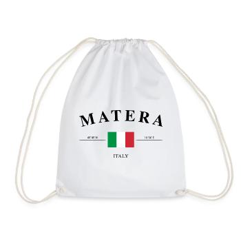 Matera Italy Coordinates Travel Souvenir - Drawstring Bag - white - Front
