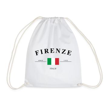Florenz Koordinaten Italien Urlaub Souvenir - Turnbeutel - Weiß - Vorne