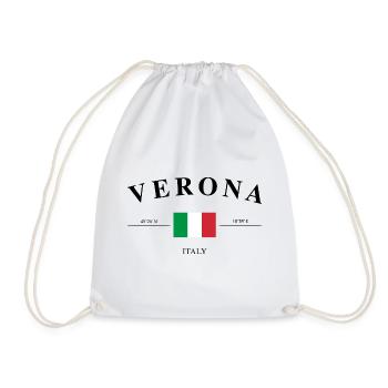 Verona Italia Koordinaten Urlaub Reise Souvenir - Turnbeutel - Weiß - Vorne