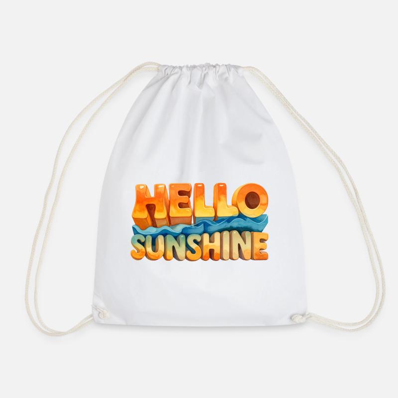 HELLO SUNSHINE – Aquarell Retro 70s Design - Turnbeutel - Weiß