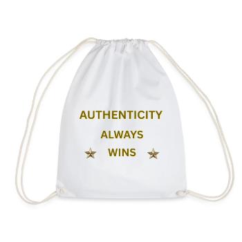 L’AUTHENTICITÉ GAGNE TOUJOURS – Citation motivationnelle en or - Sac de sport léger - blanc - Devant
