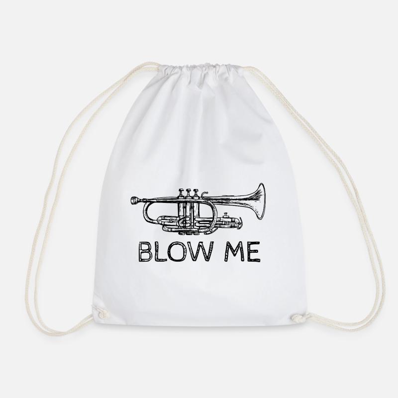 Funny Slogan With Trumpet - Drawstring Bag - white