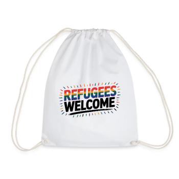 Refugees Welcome - Cool Pride Logo - Drawstring Bag - white - Front