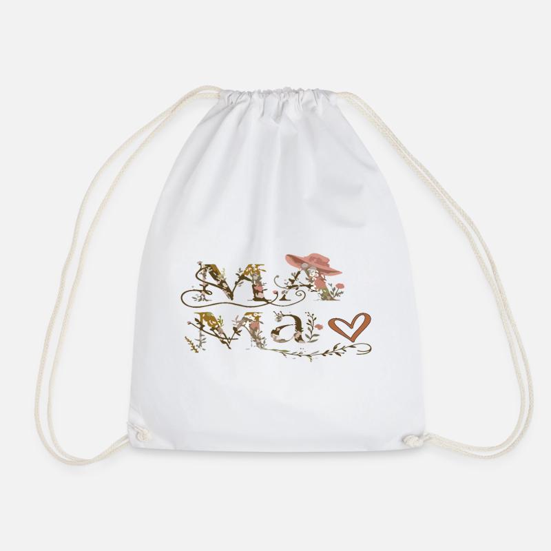 Flower Letters Mom - Drawstring Bag - white