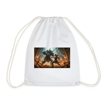 Beowulf Battles the Monster Grendel at Night nordi - Drawstring Bag - white - Front