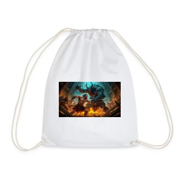 Beowulf Battles the Monster Grendel at Night - Drawstring Bag - white - Front
