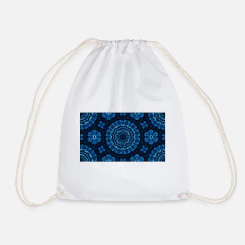 Azure Mandala Kaleidoscope - Drawstring Bag - white