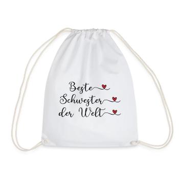 Beste Schwester der Welt Herz Geschenk - Turnbeutel - Weiß - Vorne