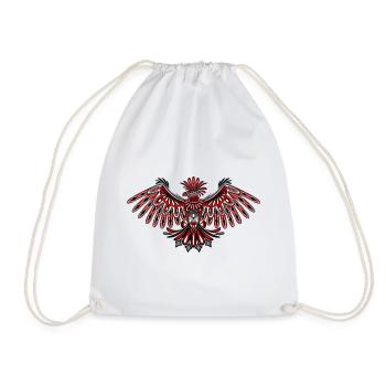 Eagle Haida Tribal Totem Design - Drawstring Bag - white - Front