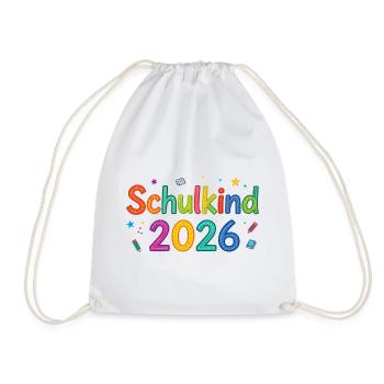 Schulkind 2026 Bunte Lernwelt - Turnbeutel - Weiß - Vorne