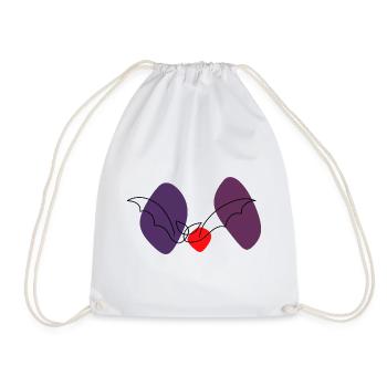 Lineart bat with color background - Drawstring Bag - white - Front