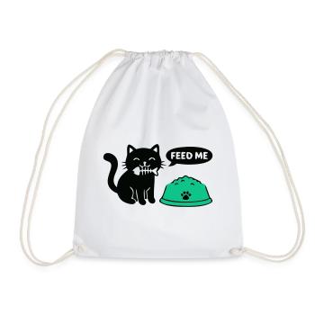 Hungrige Katze Futternapf Grafik - Turnbeutel - Weiß - Vorne
