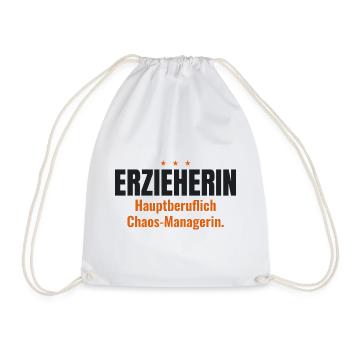 Erzieherin Shirt – Hauptberuflich Chaos-Managerin - Turnbeutel - Weiß - Vorne