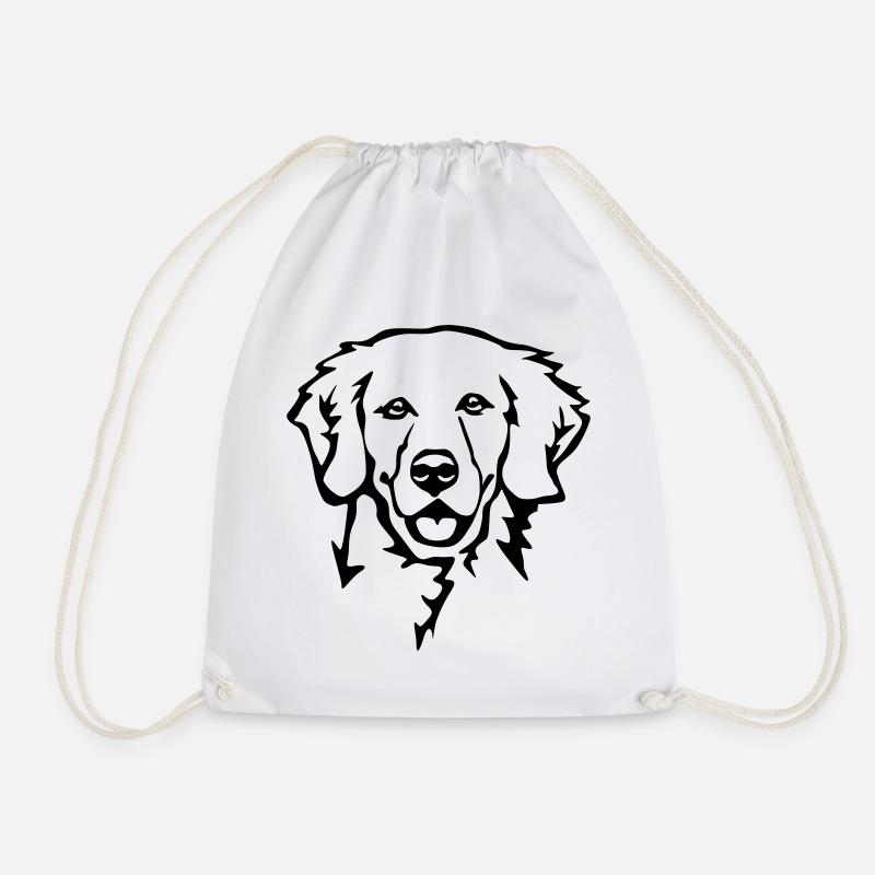 Golden retriever head - Drawstring Bag - white