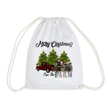 Merry Christmas One The Farm - Drawstring Bag - white - Front