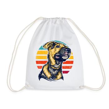 Portrait du Chien au coucher du soleil - Sac de sport léger - blanc - Devant