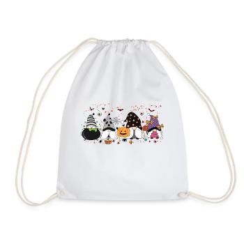 Tis the Season, Halloween Gnomes, Thanksgiving Gif - Drawstring Bag - white - Front