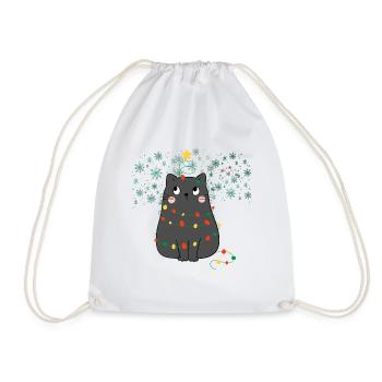 Black Cat Christmas, Miowy Christmas - Turnbeutel - Weiß - Vorne