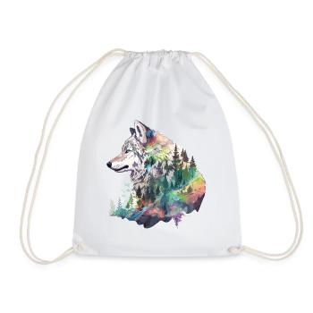 Wolf Wolf’s Head Nature Wilderness Forest Trees Art - Sac de sport léger - blanc - Devant