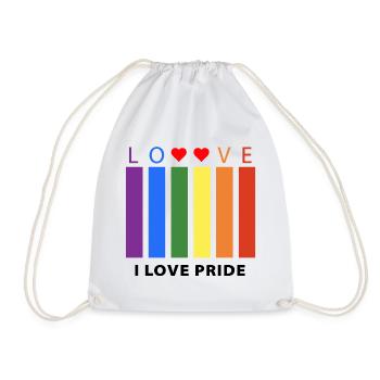 J’adore le T-shirt coloré Pride pour les événements LGBT - Sac de sport léger - blanc - Devant