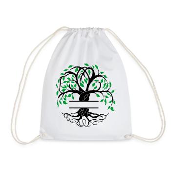 Yggdrasil, l’arbre de vie avec plaque nominative - Sac de sport léger - blanc - Devant
