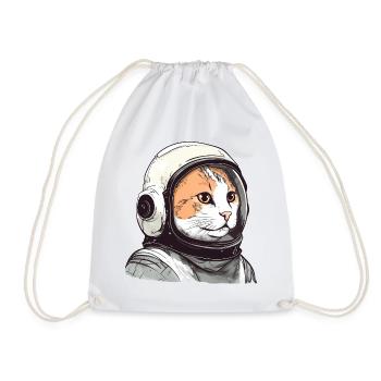 Funny Cat Astronaut - Drawstring Bag - white - Front
