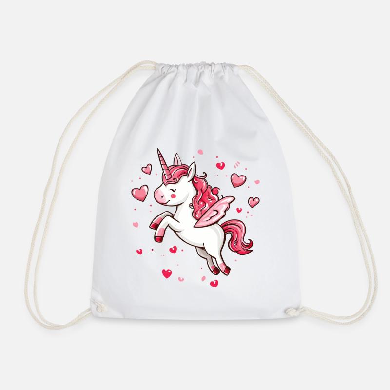 Einhorn Herz Liebe Süß Niedlich Einhörner Cartoon - Turnbeutel - Weiß