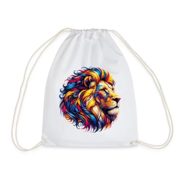 Lion - Drawstring Bag - white - Front