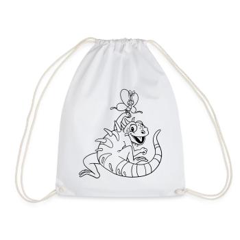Iguana Kawaii coloring page hand-illustrated - Drawstring Bag - white - Front