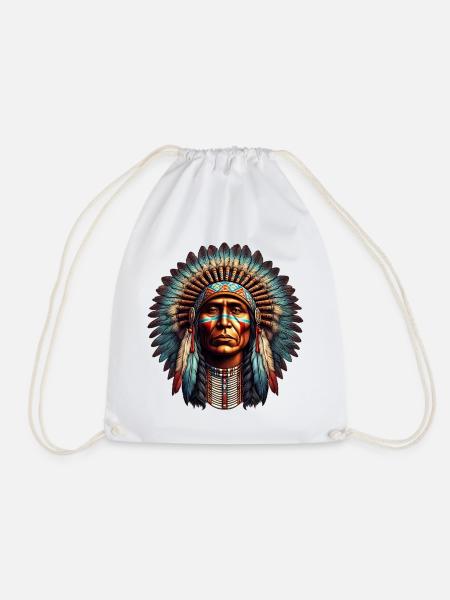 Amerikanisch, Indianer, Amerikaner - Turnbeutel - Weiß