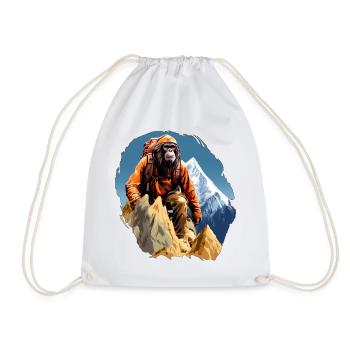 Monkey Mountaineer / Hiking Monkey - Drawstring Bag - white - Front