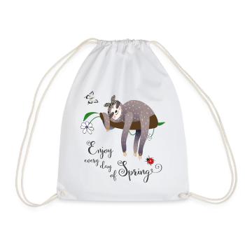 Sloth in spring - Drawstring Bag - white - Front