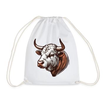 Bull - Drawstring Bag - white - Front