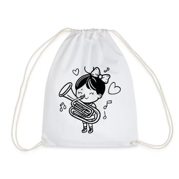 Dessin animé Tuba Girl - Sac de sport léger - blanc - Devant