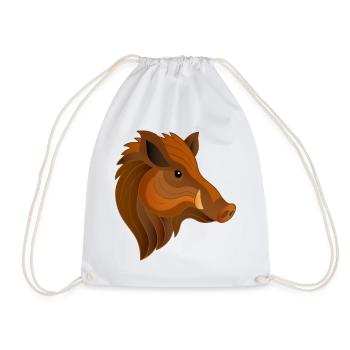 Wild Boar Portrait Expressive Forest Dweller - Drawstring Bag - white - Front