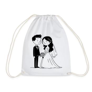 Wedding Couple – Romantic Vector Graphic - Drawstring Bag - white - Front