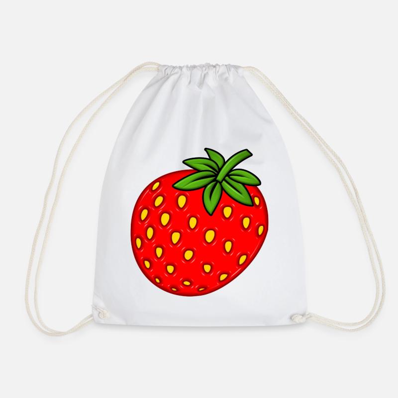 Strawberry - Drawstring Bag - white