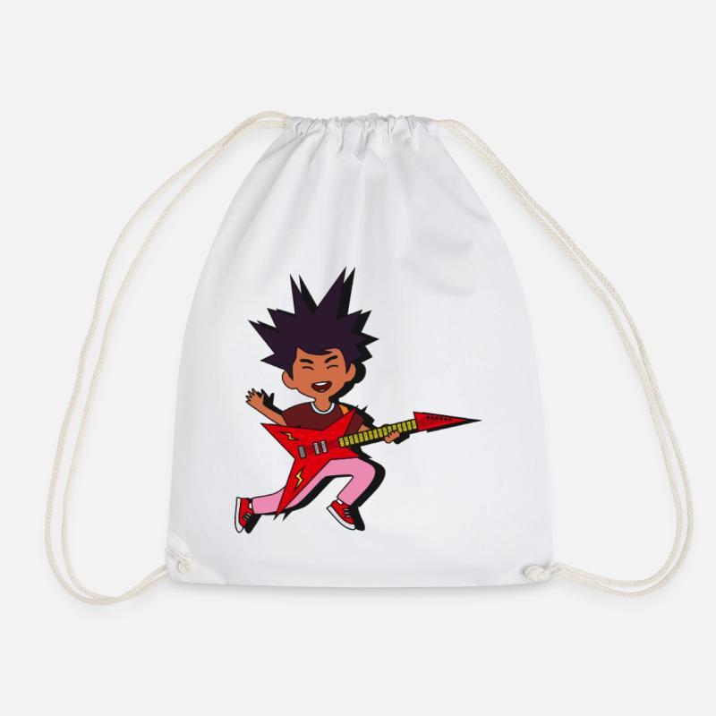 Spiky Rocker Guitar Burst - Drawstring Bag - white