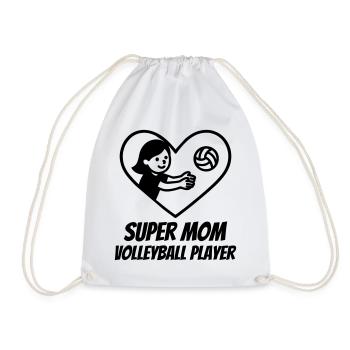 Super Mama Volleyballerin – Herz Volleyball - Turnbeutel - Weiß - Vorne