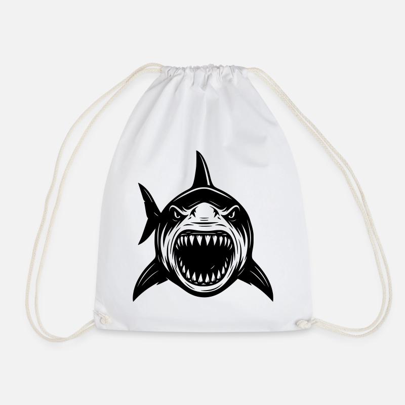 Weißer Hai Shark Attack Angriff  - Turnbeutel - Weiß