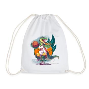 Basketball Dinosaur T-Rex Basketball Player - Drawstring Bag - white - Front
