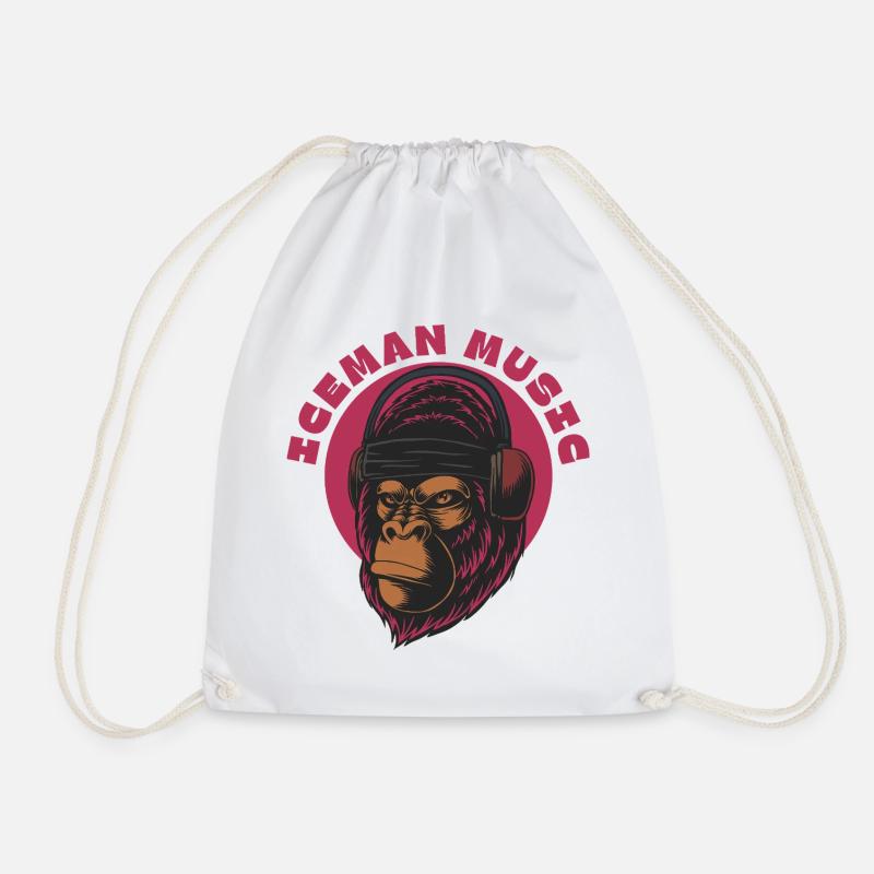 Darts Gorilla Beats Magenta - Drawstring Bag - white