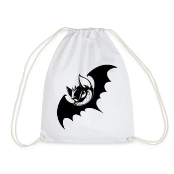 Grinning Bat – Evil Cartoon Bat - Drawstring Bag - white - Front